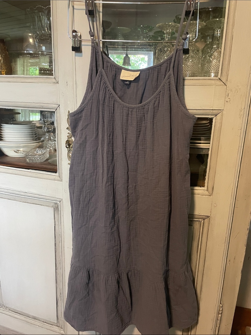 Universal Thread Sleeveless Gauze Midi Dress in Slate Gray
